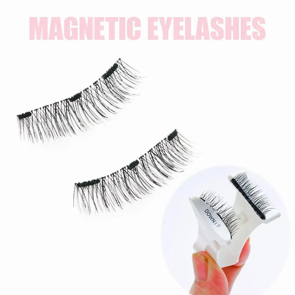 Magnetic Eyelashes with Applicator Reusable Natural Magnetic Lashes Kit No Glue Needed Soft Clear Band False Eyelashes
